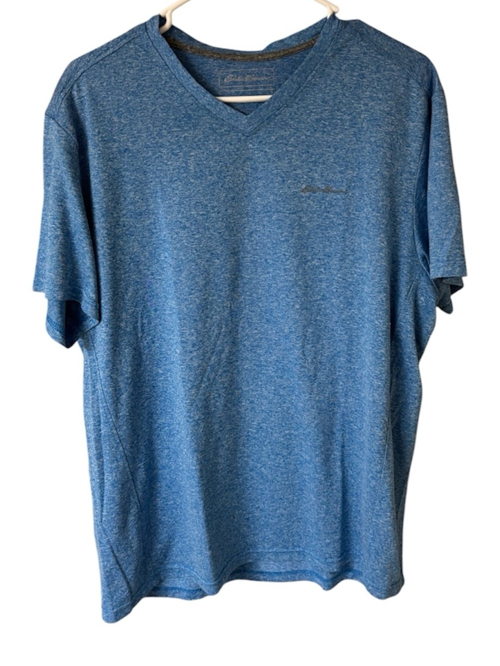 Eddie Bauer Heathered Blue V-Neck Short Sleeve Tee